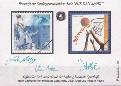 DEUTSCHLAND 1997 Farbsonderdruck der Entwürfe "Für den Sport"