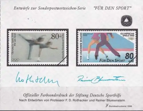 DEUTSCHLAND 1996 Farbsonderdruck der Entwürfe "Für den Sport"