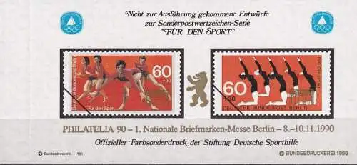 DEUTSCHLAND 1990 Farbsonderdruck der Entwürfe "Für den Sport"