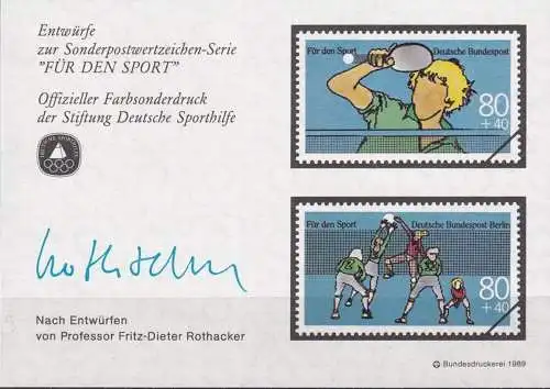 DEUTSCHLAND 1989 Farbsonderdruck der Entwürfe "Für den Sport"