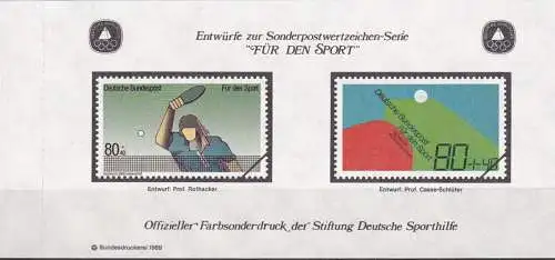 DEUTSCHLAND 1989 Farbsonderdruck der Entwürfe "Für den Sport"