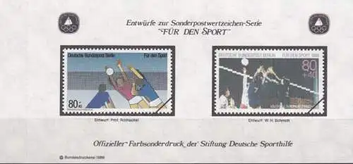DEUTSCHLAND 1989 Farbsonderdruck der Entwürfe "Für den Sport"