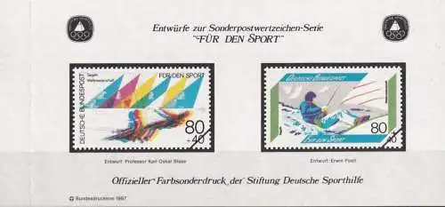 DEUTSCHLAND 1987 Farbsonderdruck der Entwürfe "Für den Sport"