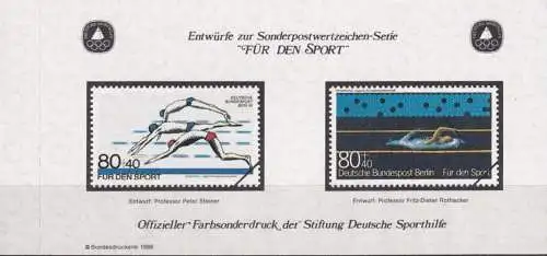 DEUTSCHLAND 1986 Farbsonderdruck der Entwürfe "Für den Sport"