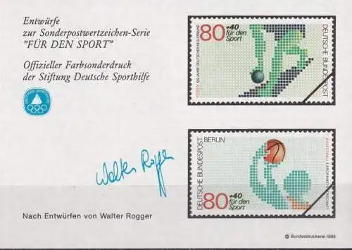 DEUTSCHLAND 1985 Farbsonderdruck der Entwürfe "Für den Sport"