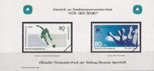 DEUTSCHLAND 1985 Farbsonderdruck der Entwürfe "Für den Sport"