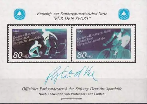 DEUTSCHLAND 1984 Farbsonderdruck der Entwürfe "Für den Sport"