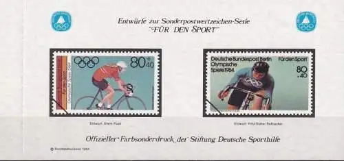 DEUTSCHLAND 1984 Farbsonderdruck der Entwürfe "Für den Sport"