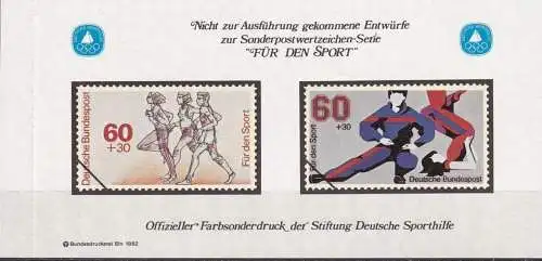 DEUTSCHLAND 1982 Farbsonderdruck der Entwürfe "Für den Sport"