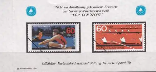 DEUTSCHLAND 1981 Farbsonderdruck der Entwürfe "Für den Sport"