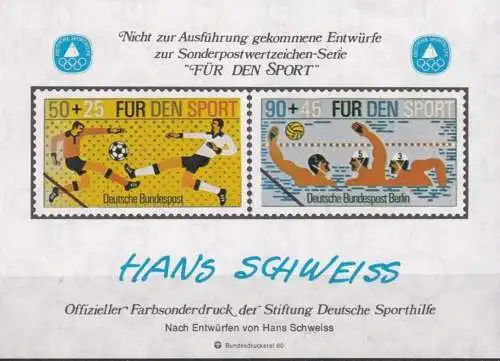 DEUTSCHLAND 1980 Farbsonderdruck der Entwürfe "Für den Sport"