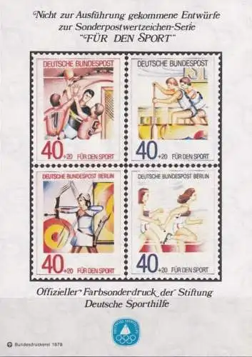 DEUTSCHLAND 1979 Farbsonderdruck der Entwürfe "Für den Sport"