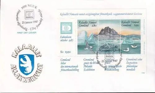 GRÖNLAND 1987 Mi-Nr. Block 1 FDC