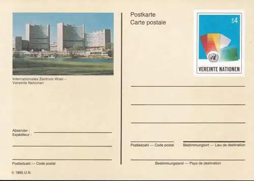 UNO WIEN 1985 Mi-Nr. P 3 Postkarte Ganzsache ungelaufen