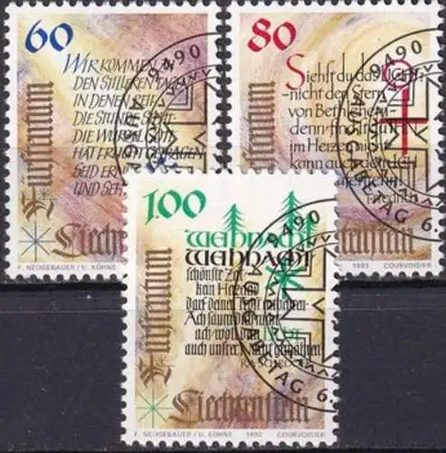 LIECHTENSTEIN 1993 Mi-Nr. 1073/75 o used - aus Abo