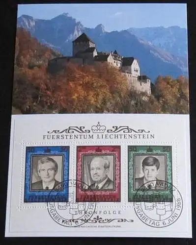 LIECHTENSTEIN 1988 Mi-Nr. Block 13 Maximumkarte MK/MC 82