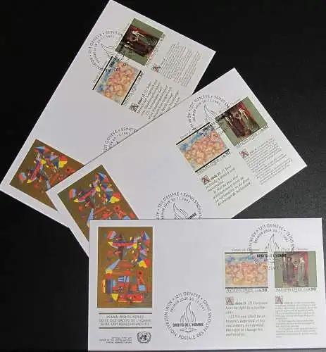UNO GENF 1991 Mi-Nr. 208/09 3 FDC
