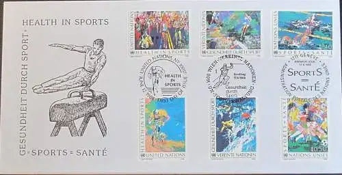 UNO NEW YORK - WIEN - GENF 1988 TRIO-FDC Gesundheit durch Sport