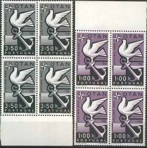 PORTUGAL 1960 Mi-Nr. 878/79 Viererblöcke ** MNH