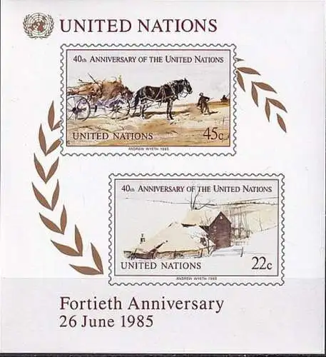 UNO NEW YORK 1985 Mi-Nr. Block 8 ** MNH