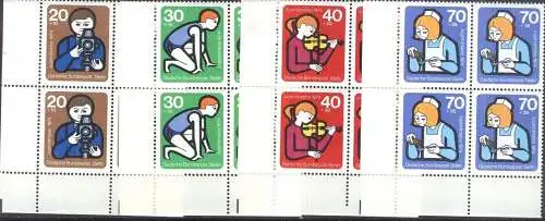 BERLIN 1974 Mi-Nr. 468/71 Eckrand-Viererblocks ** MNH