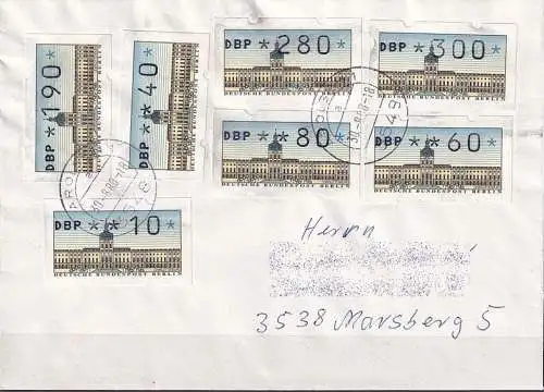 BERLIN 1987 Mi-Nr. ATM 1 VS 1 Automatenmarken auf 2 gelaufenen Briefen