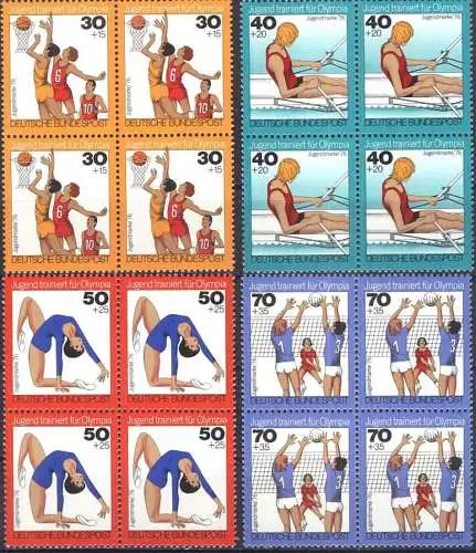 DEUTSCHLAND 1976 Mi-Nr. 882/85 Viererblocks ** MNH