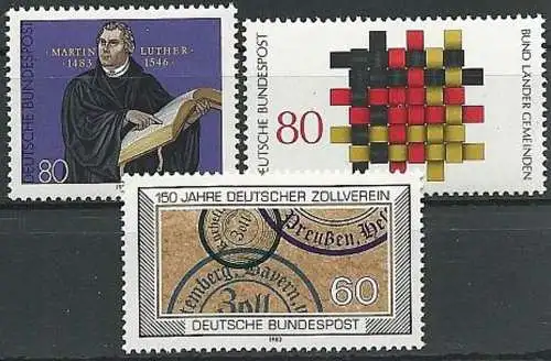DEUTSCHLAND 1983 Mi-Nr. 1193 1194 1195 ** MNH