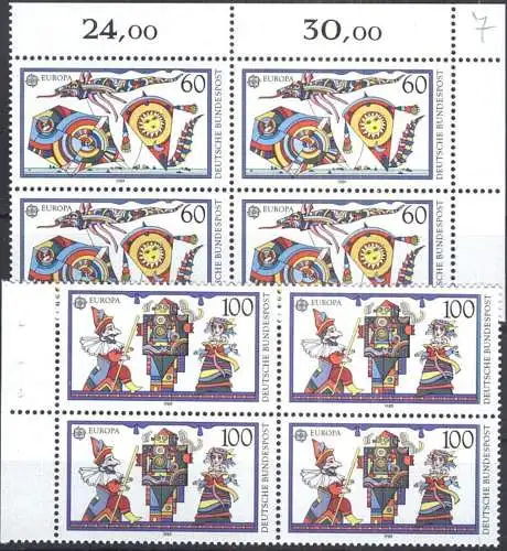 DEUTSCHLAND 1989 Mi-Nr. 1417/18 Viererblocks ** MNH