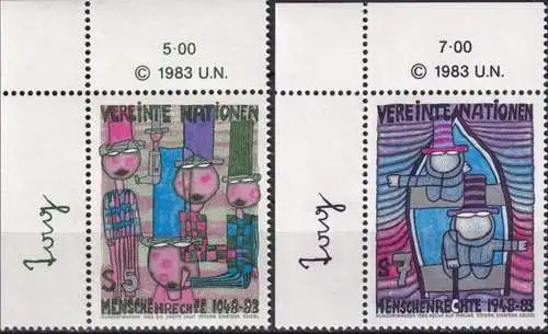 UNO WIEN 1983 Mi-Nr. 36/37 Eckrand ** MNH