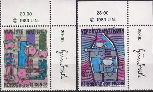 UNO WIEN 1983 Mi-Nr. 36/37 Eckrand ** MNH