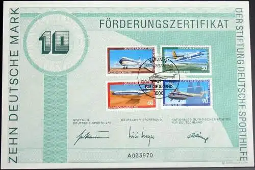 BERLIN 1980 Mi-Nr. 617/20 Förderungs-Zertifikat der Stiftung Deutsche Sporthilfe