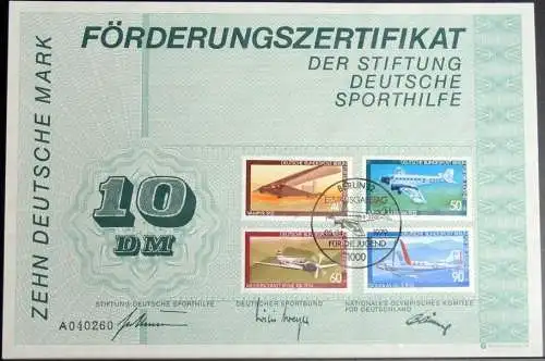 BERLIN 1979 Mi-Nr. 592/95 Förderungs-Zertifikat der Stiftung Deutsche Sporthilfe