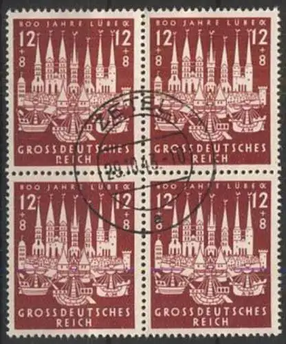 DEUTSCHES REICH 1943 Mi-Nr. 862 Viererblock o used