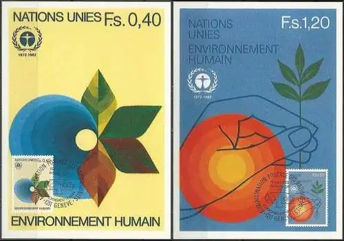 UNO GENF 1982 Mi-Nr. 105/06 MK/MC Maximumkarten