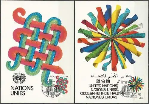 UNO GENF 1982 Mi-Nr. 103/04 MK/MC Maximumkarten