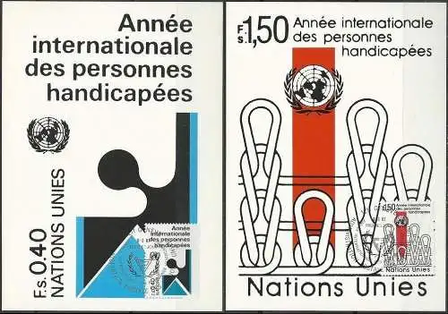 UNO GENF 1981 Mi-Nr. 97/98 MK/MC Maximumkarten