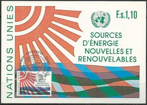 UNO GENF 1981 Mi-Nr. 100 MK/MC Maximumkarte