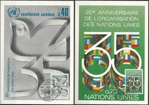 UNO GENF 1980 Mi-Nr. 92/93 A MK/MC Maximumkarten
