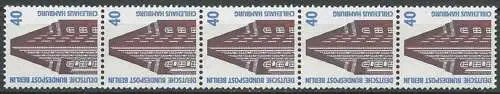 BERLIN 1988 Mi-Nr. 816 R 5er Streifen mit Nummer ** MNH