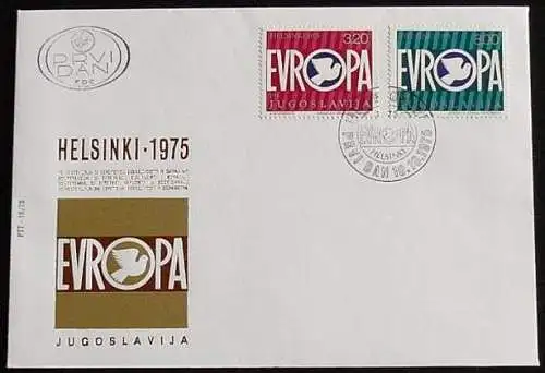 JUGOSLAWIEN 1975 KSZE Mi-Nr. 1617/18 FDC