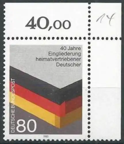 DEUTSCHLAND 1985 Mi-Nr. 1265 Eckrand ** MNH