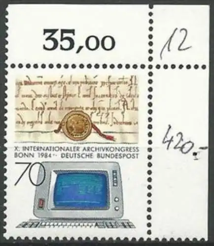 DEUTSCHLAND 1984 Mi-Nr. 1224 Eckrand ** MNH