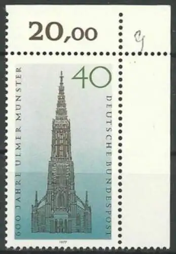 DEUTSCHLAND 1977 Mi-Nr. 937 Eckrand ** MNH