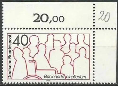 DEUTSCHLAND 1974 Mi-Nr. 796 Eckrand ** MNH