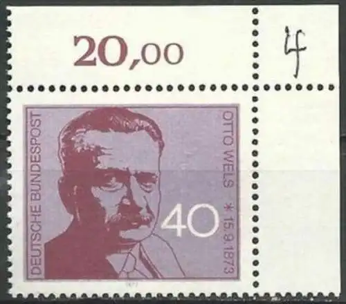 DEUTSCHLAND 1973 Mi-Nr. 780 Eckrand ** MNH