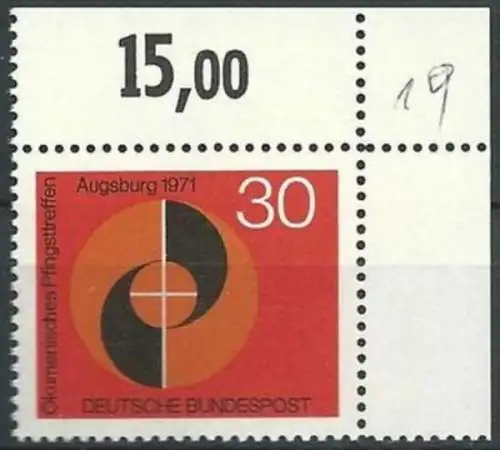 DEUTSCHLAND 1971 Mi-Nr. 679 Eckrand ** MNH