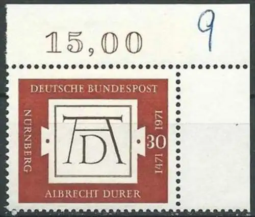 DEUTSCHLAND 1971 Mi-Nr. 677 Eckrand ** MNH