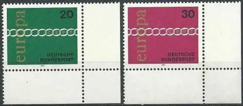 DEUTSCHLAND 1971 Mi-Nr. 675/76 Eckrand ** MNH