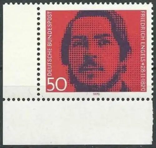 DEUTSCHLAND 1970 Mi-Nr. 657 Eckrand ** MNH